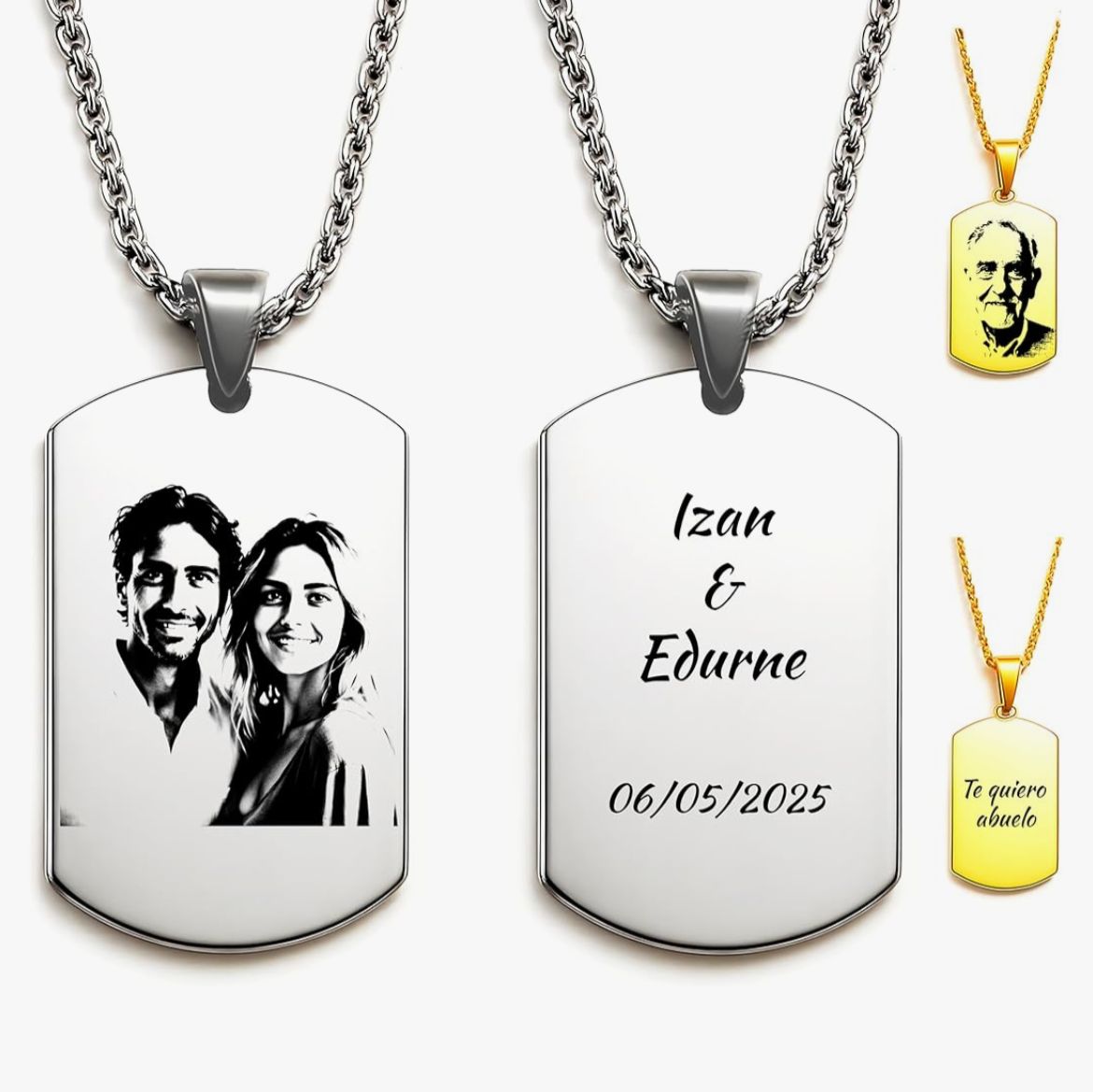 Collar fotograbado con frase y box de regalo F