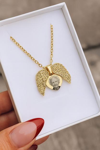 "Alas de Angel" Collar Personalizado + Box de Regalo