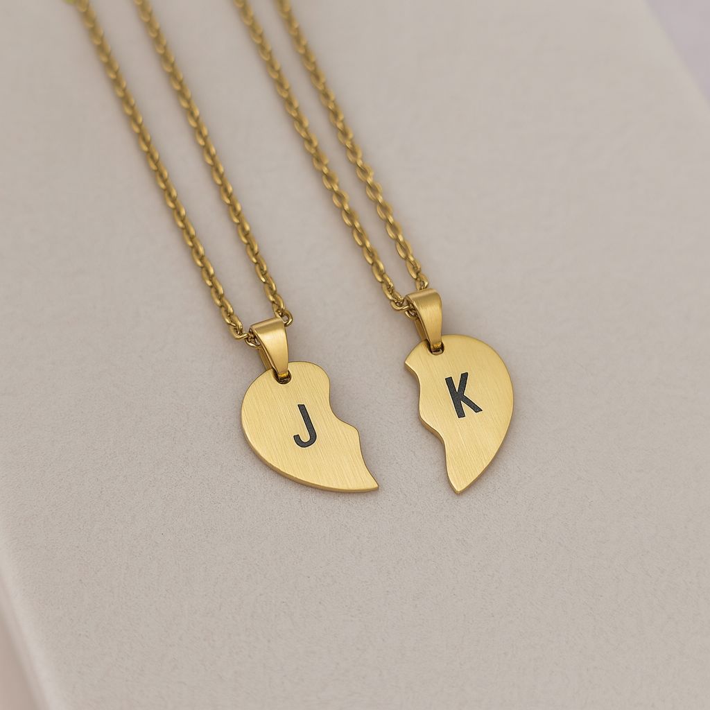 "Un Solo Lazo" Collar corazón partido personalizado + box de regalo