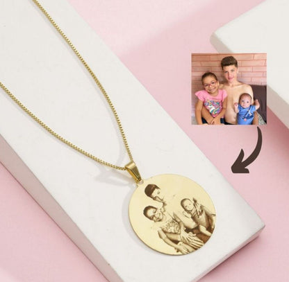 Collar fotograbado con frase y box de regalo F