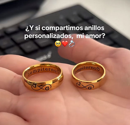 “Nuestra Promesa” Anillos personalizados + box de regalo