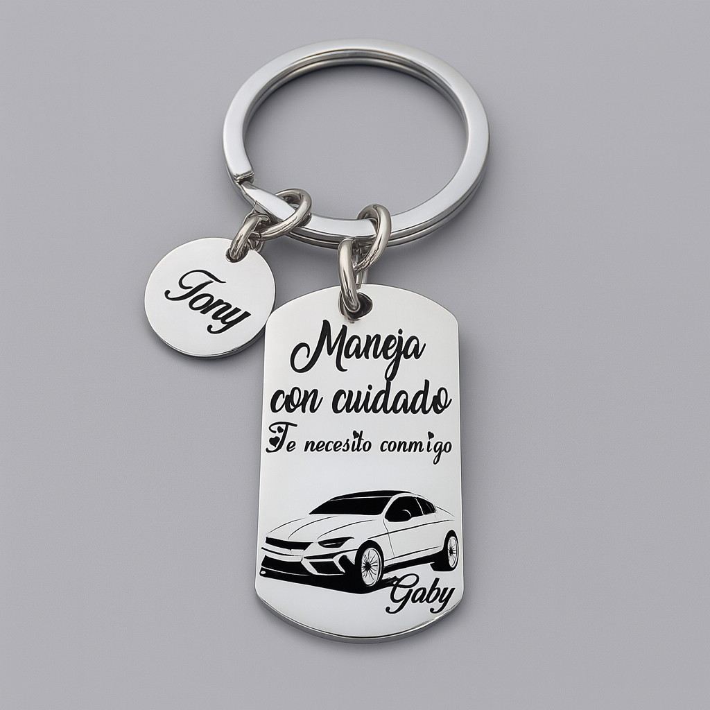 "Siempre Unido a Ti" pack de 2 Llaveros personalizados + box de regalo