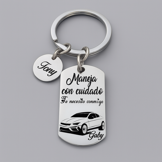 "Siempre Unido a Ti" pack de 2 Llaveros personalizados + box de regalo